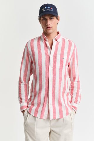 Camicia regular in lino - Rosa