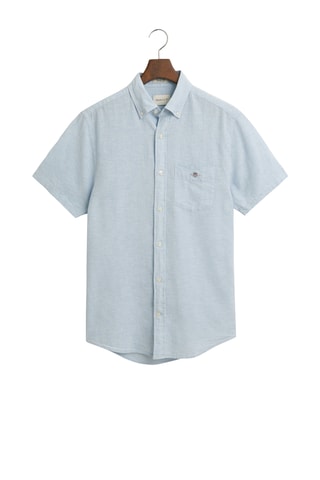 Camicia regular in lino - Azzurro