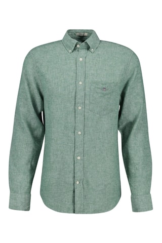 Camicia regular in lino - Verde melange