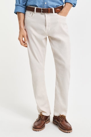 Jeans regular in lino - Ecrù