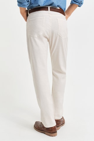 Jeans regular in lino - Ecrù