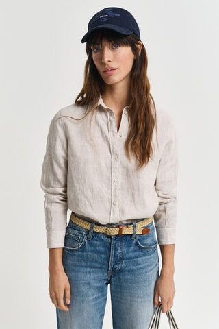 Camicia regular in lino - Beige