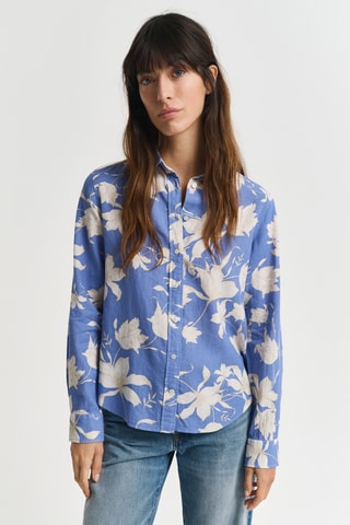 Camicia regular in lino - Blu