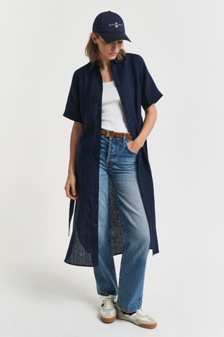 Abito a camicia in lino - Navy
