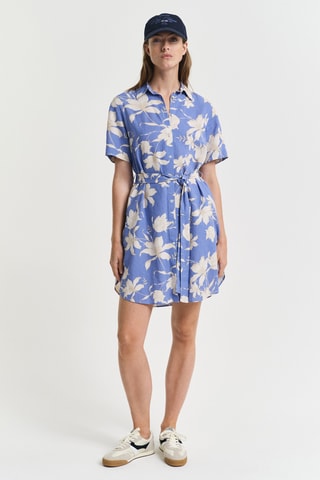 Abito a camicia in lino - Blu