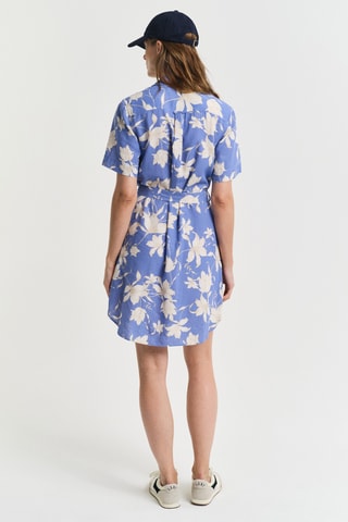 Abito a camicia in lino - Blu
