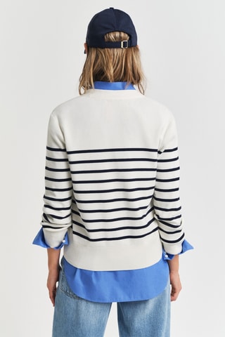 Cardigan in cotone bio - Ecrù e navy
