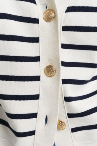 Cardigan in cotone bio - Ecrù e navy