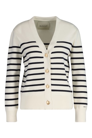 Cardigan in cotone bio - Ecrù e navy