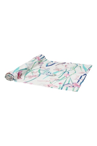 Caminho de mesa Butterfly - Branco - 40 x 140 cm - Branco e rosa