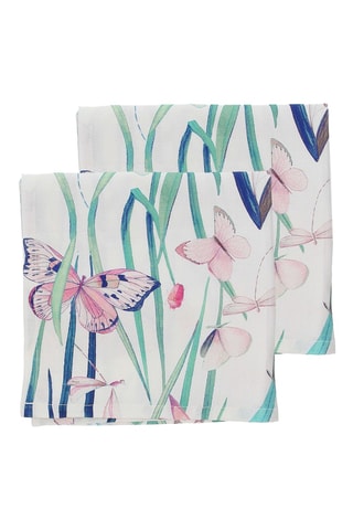 2 guardanapos Butterfly - 45 x 45 x cm - Branco e rosa