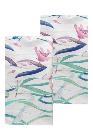 2 panos Butterfly - 45 x 70 cm - Branco e rosa