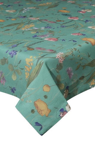 Toalha de mesa retangular - Verde - 140 x 180 cm - Verde, violeta e rosa