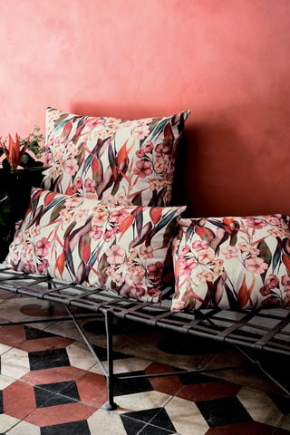 Almofada - Bege - 35 x 60 cm - Bege, amarelo e rosa