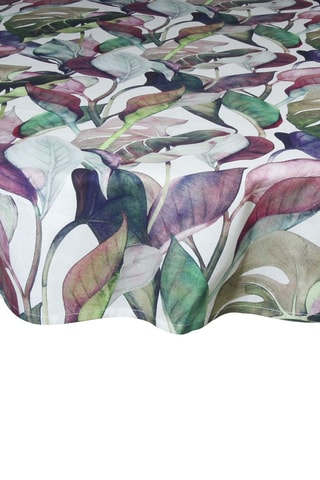 Toalha de mesa redonda - Branco - 170 cm - Branco, verde e rosa