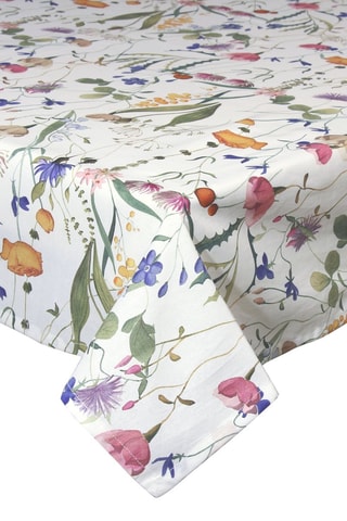 Toalha de mesa retangular - Branco - 150 x 300 cm - Branco, verde e rosa