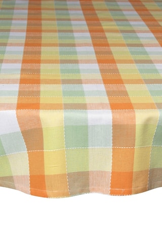 Toalha de mesa redonda - Laranja e verde-claro - 170 cm - Verde e laranja