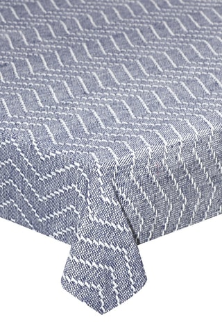 Toalha de mesa retangular - Azul-celeste - 150 x 300 cm - Branco e azul