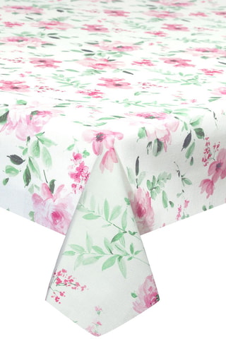Toalha de mesa retangular Rosa e verde - Branco, verde e rosa