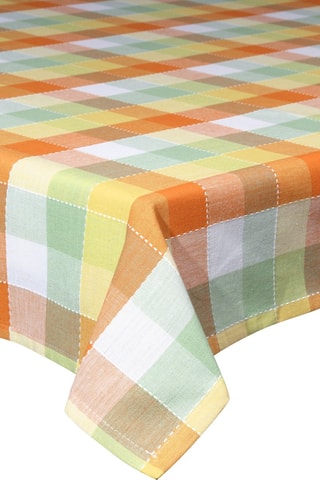 Toalha de mesa retangular - Laranja e verde-claro - 150 x 300 cm - Verde, amarelo e laranja
