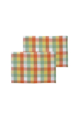 2 individuais de mesa - Amarelo e verde-claro - 35 x 50 cm - Verde, amarelo e laranja