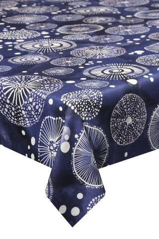 Toalha de mesa retangular - Azul-marinho e branco - 140 x 180 cm