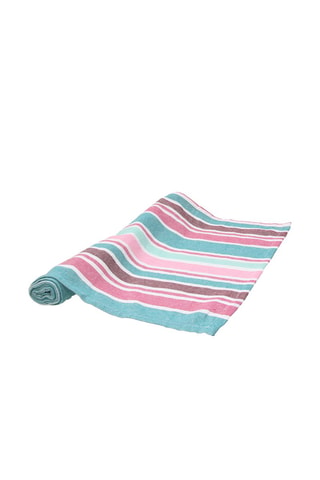 Caminho de mesa Textile Fresia 40 x 140 cm - Branco, azul e rosa
