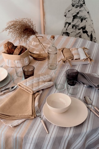 Toalha de mesa quadrada - Cinzento-claro e branco - 140 x 140 cm - Branco e cinzento