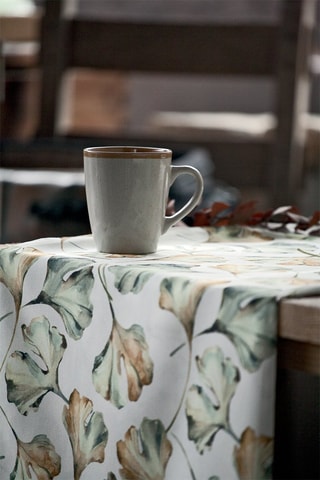 Toalha de mesa Ginko - Branco e amarelo - Branco e amarelo