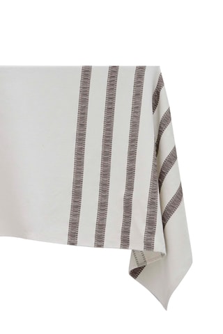 Mantel rectangular Aksel - Blanco y marrón claro