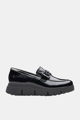 Mocasines de piel de charol de cuña Loriini Izzy - Negro