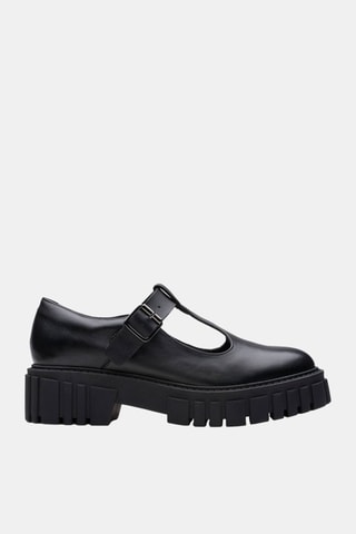 Babies de piel con plataforma Page Bar - Negro