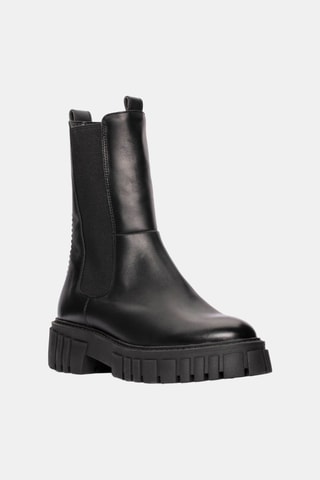 Botines de piel Page Top - Negro