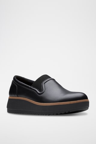 Slip-on de piel de cuña Zylah - Negro