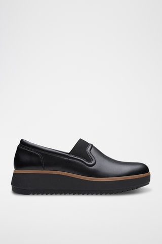 Slip-on de piel de cuña Zylah - Negro