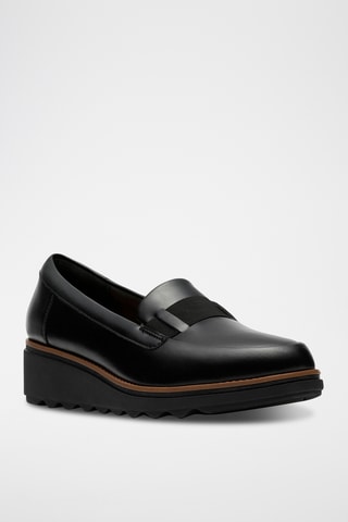 Mocasines de piel de cuña Sharon - Negro