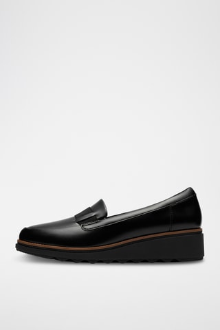Mocasines de piel de cuña Sharon - Negro