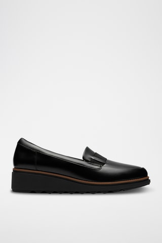 Mocasines de piel de cuña Sharon - Negro