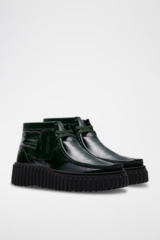 Botines de piel de charol Torhill - Verde oscuro
