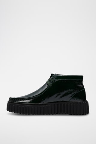 Botines de piel de charol Torhill - Verde oscuro