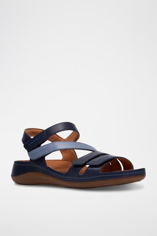 Sandalias de piel de cuña Cecily - Azul