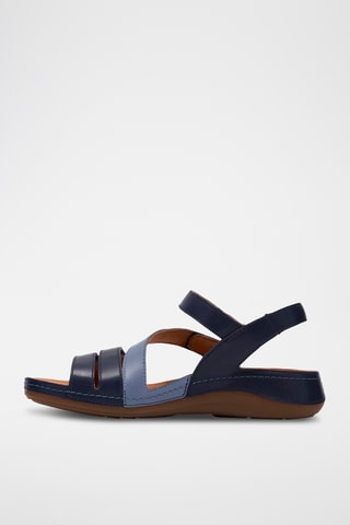 Sandalias de piel de cuña Cecily - Azul