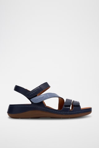 Sandalias de piel de cuña Cecily - Azul