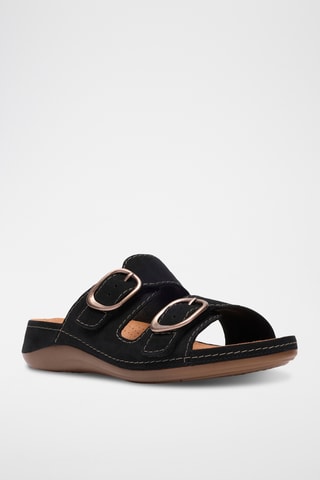 Sandalias de nobuk de cuña Cecily - Negro