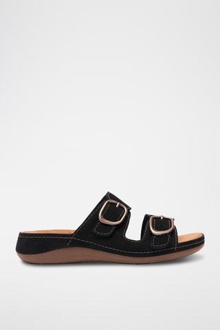 Sandalias de nobuk de cuña Cecily - Negro