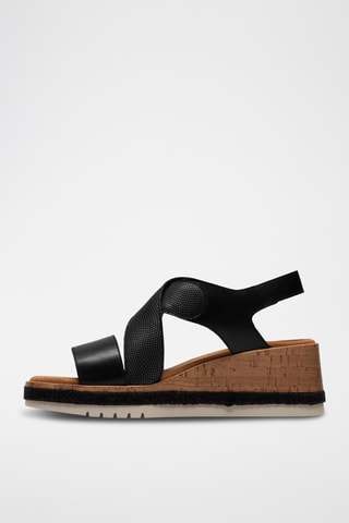 Sandalias de piel de cuña Kidiki - Negro