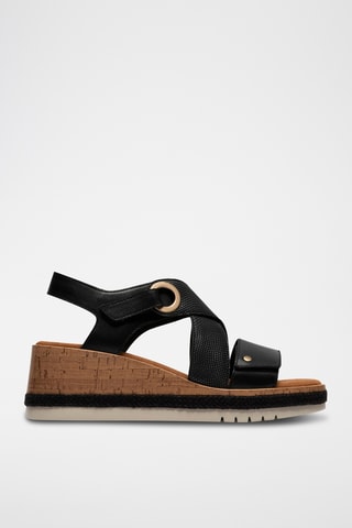 Sandalias de piel de cuña Kidiki - Negro