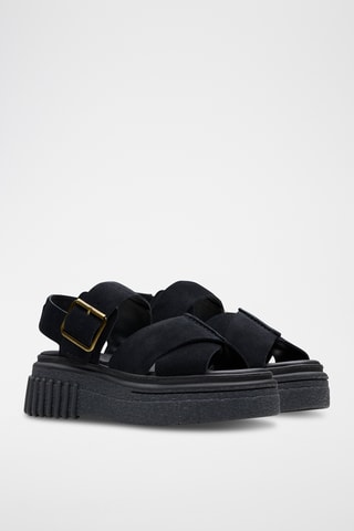 Sandalias de piel con plataforma Evamar - Negro