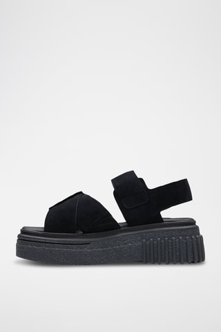 Sandalias de piel con plataforma Evamar - Negro