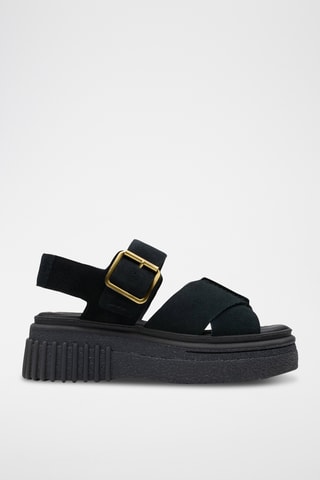 Sandalias de piel con plataforma Evamar - Negro